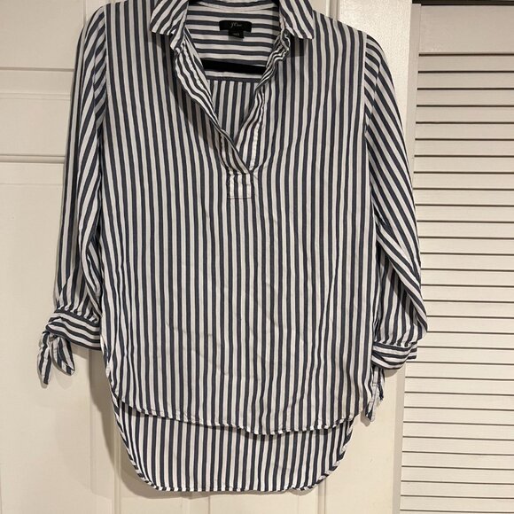 J. Crew Blue/White Striped Pullover Blouse XXS - Picture 3 of 4